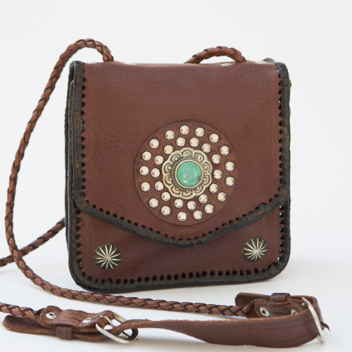 Western Handmade Tooled Medium Shoulder Bag (SK157) Four Winds West